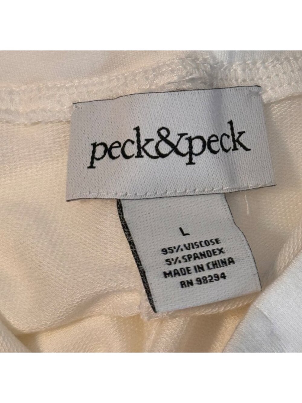 Peck & Peck Womens White Wide-Leg Pants  Button Detail size large pockets New - Picture 3 of 9